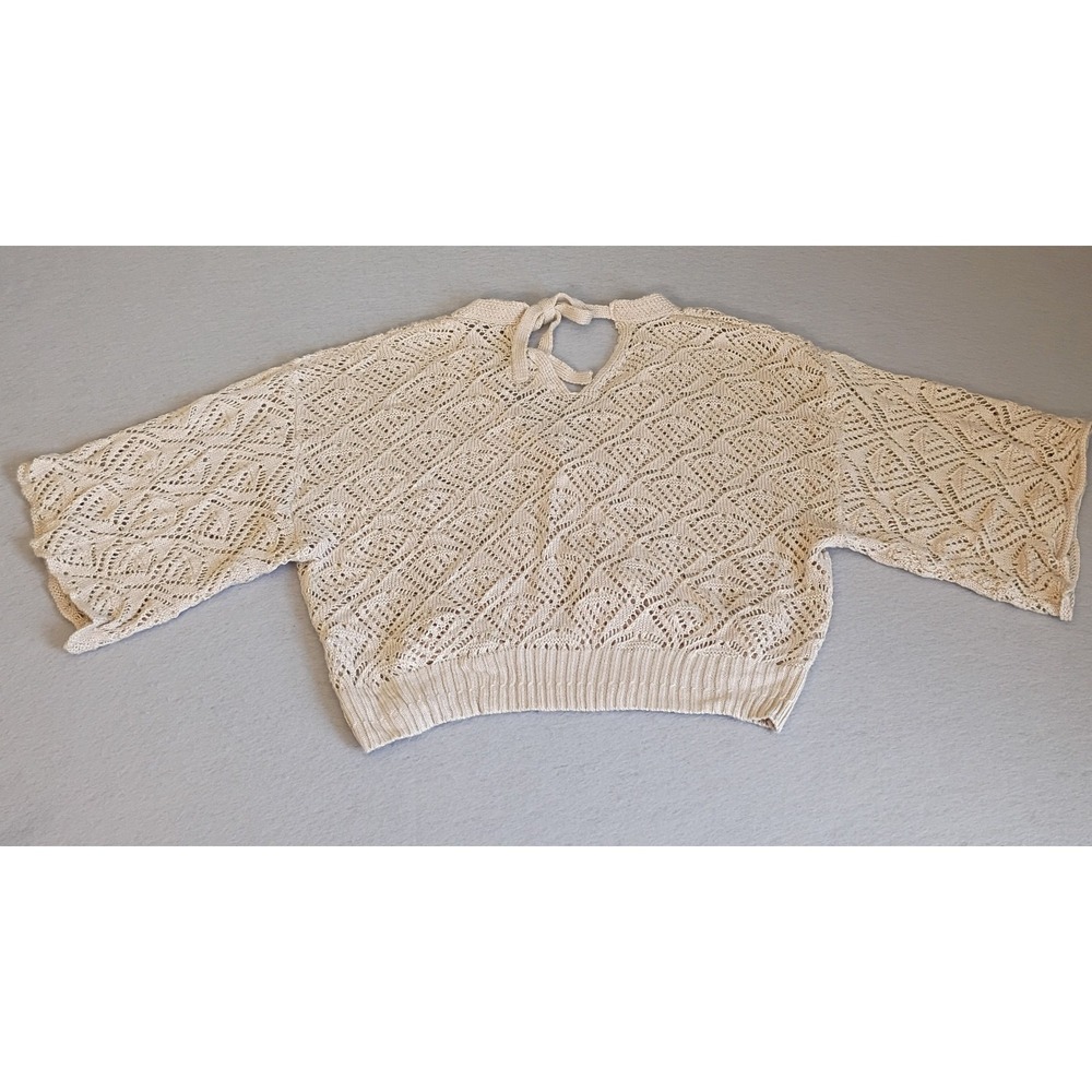 Hippie Rose Crochet Crop Top Cream Colored Light Weight Sx Large - Picture 5 of 11
